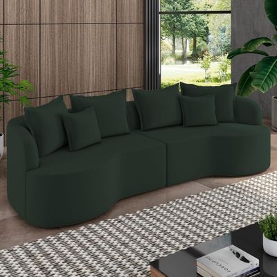 Sofá 3 Lugares Orgânico Sala De Estar Living 250cm Ekos K01 Veludo Verde - Lyam Decor