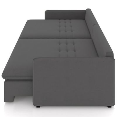 Sofá Cama Retrátil Para Sala de Estar 214cm Una K01 Veludo Cinza - Lyam Decor