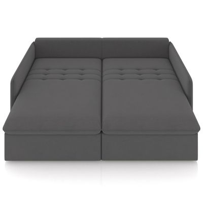 Sofá Cama Retrátil Para Sala de Estar 214cm Una K01 Veludo Cinza - Lyam Decor