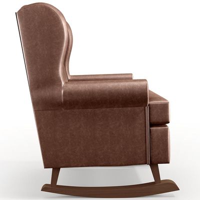 Poltrona De Amamentação Com Balanço Malu Base De Madeira P02 Couríssimo Marrom - Lyam Decor