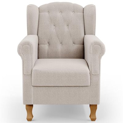 Poltrona Decorativa Para Sala de Estar Yara P02 Bouclê Creme - Lyam Decor