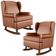 Kit 2 Poltronas De Amamentação Com Balanço Malu Base De Madeira P02 Couríssimo Camel - Lyam Decor