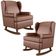 Kit 2 Poltronas De Amamentação Com Balanço Malu Base De Madeira P02 Couríssimo Marrom - Lyam Decor