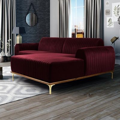 Sofá 5 Lugares Com Chaise Molino 300 Cm Marsala C-278