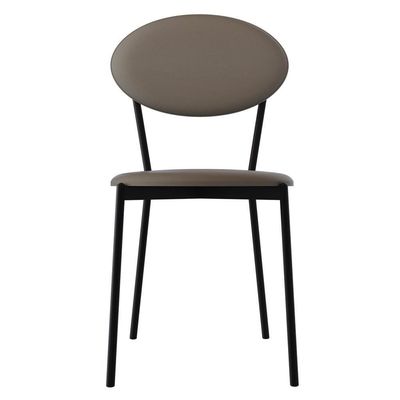 Kit 06 Cadeiras Estofada Para Sala De Jantar Azuri Preto C01 Courino Cinza - Lyam Decor