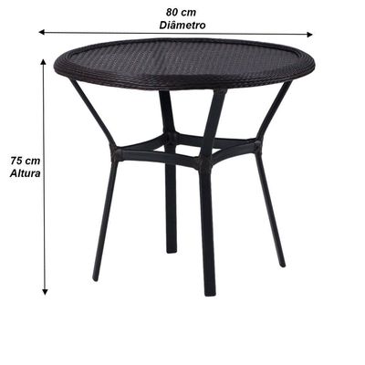 Kit 4 Cadeiras Alumínio E Mesa Tampo Varanda Jardim Piscina Cappuccino