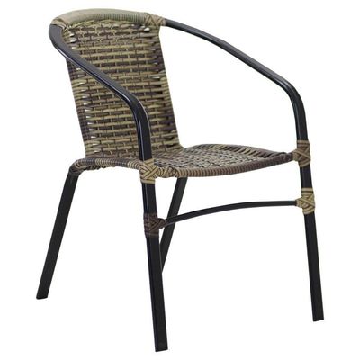 Kit 4 Cadeiras Alumínio E Mesa Tampo Varanda Jardim Piscina Cappuccino