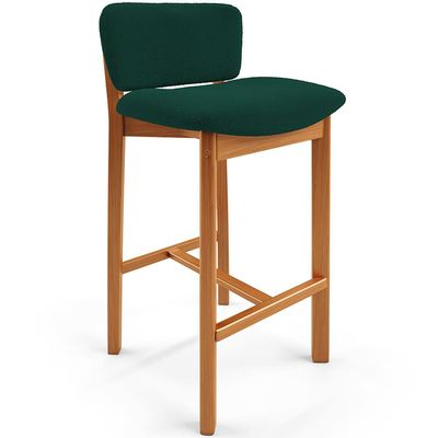 Banqueta Alta Para Cozinha Sala de Jantar Bar Dara L02 Bouclê Verde Musgo - Lyam Decor
