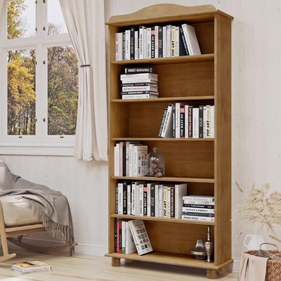 Estante Livreiro Multiuso 5 Prateleiras Madeira Maciça Lazuli F06 Freijó - Lyam Decor