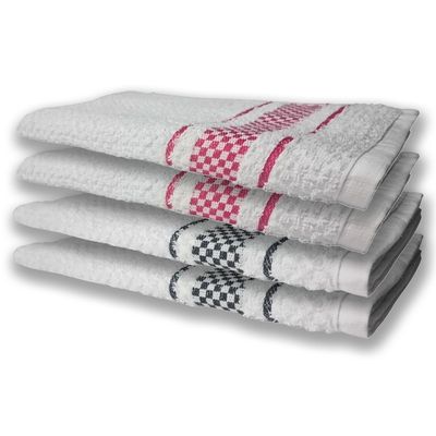 4 Panos de Prato Atoalhado Felpudo Premium Preto+Rosa