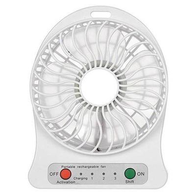 Mini Ventilador Portátil com Bateria Recarregável Usb 14cm - Branco