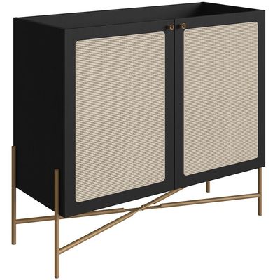 Balcão Aparador Cantinho do Café Industrial Indy A03 Nero Dourado - Lyam Decor