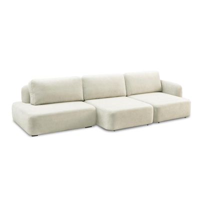 Sofá Decorativo Santiago 6 Lugares 372cm Sala de Estar Retrátil Modulado Bouclê Branco G89 - Gran Belo