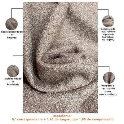 Tecido Rústico Bouclê Bege Para Poltrona Puff Cabeceira Estofados Decoração T02 Metro - Lyam