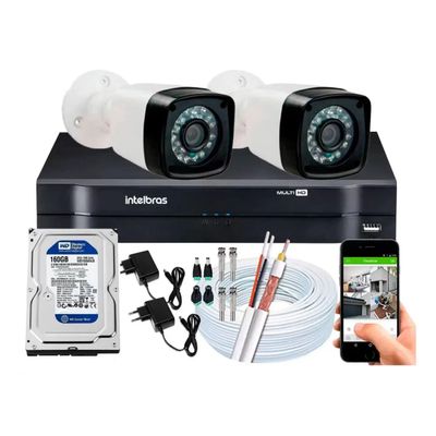 Kit Cftv 2 Cameras Segurança HD Full Hd Dvr Intelbras 4ch
