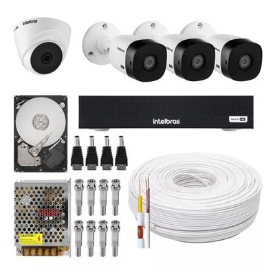 Kit Cftv 4 Câmeras Multi Hd 720p 1mp Dvr Intelbras Mhdx 1104