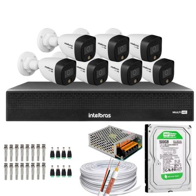 Kit 7 Câmeras Intelbras Cftv 1080p Full Color Colorida Noite C/HD 500GB