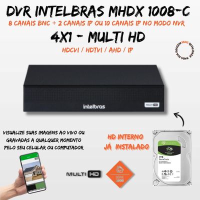 kit 8 Câmeras 1120b Full Color Intelbras, Mhdx 1008c + Hd 1 Tera
