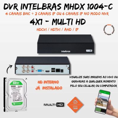 Kit Cftv 3 Câmeras Segurança Dome 1220 Full hd com Audio Microfone Dvr Mhdx 1004c Intelbras 500gb