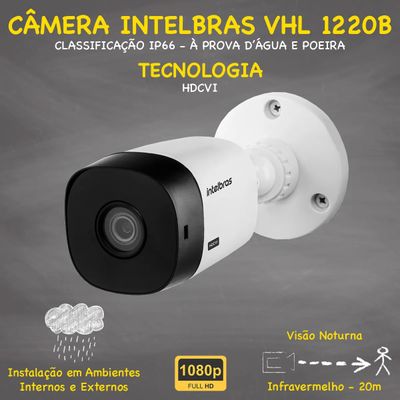 Kit 3 Cameras Seguranca Intelbras Vhl 1220 Full Hd 2mp 1080p 500gb