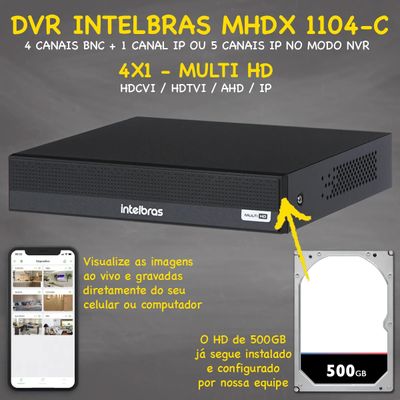 Kit 3 Cameras Seguranca Intelbras Vhl 1220 Full Hd 2mp 1080p 500gb