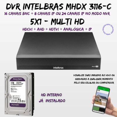 Dvr Multi Hd Intelbras 16ch Mhdx 3116-C C/HD1tb purple