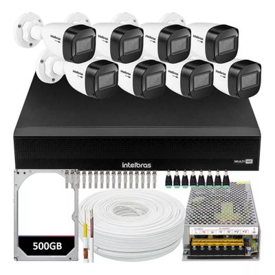 Kit Intelbras 8 Câmeras Vhd 1130 30m Dvr De 16 Canais 1016c com hd 500GB