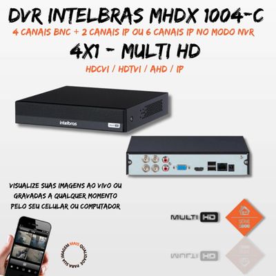 Kit Dvr Intelbras 4 Canais Mhdx 1004-c 4 Câmeras Coloridas