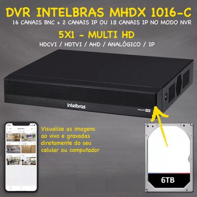Kit Cftv 10 Câmeras Segurança Intelbras 1120b Dvr 16 Canais 1016 6tera