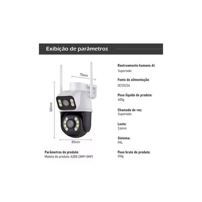 Kit 4 Câmera Importada Wi-fi Smart  Lente Dupla Externa Cartão de Memória 128gb