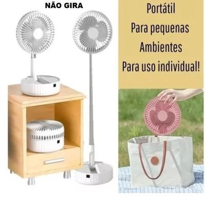 Ventilador Portátil Silencioso Dobrável Retrátil Com Bateria Aro 20 Cm Bm-F917