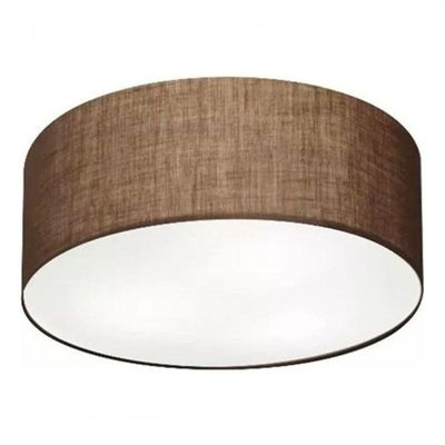 Plafon Cilíndrico Md-3014 Cúpula Em Tecido 50x15cm Café - Bivolt