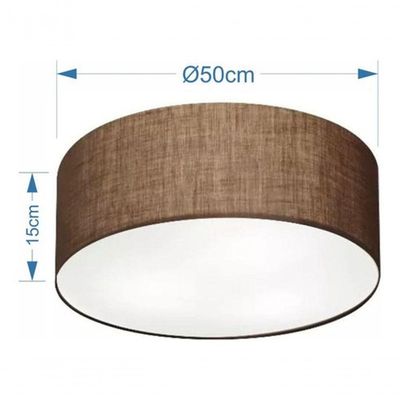 Plafon Cilíndrico Md-3014 Cúpula Em Tecido 50x15cm Café - Bivolt