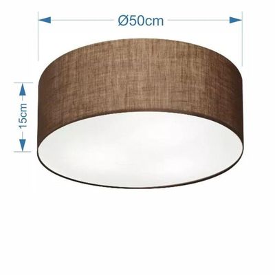 Plafon Cilíndrico Md-3014 Cúpula Em Tecido 50x15cm Café - Bivolt