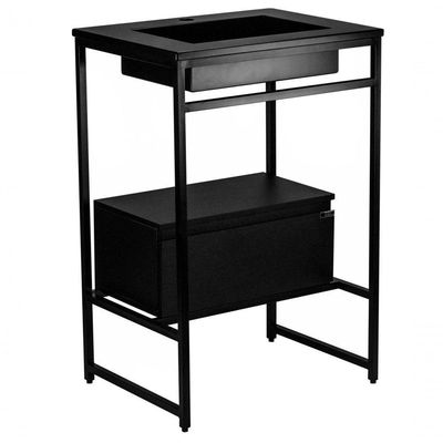 Gabinete Para Banheiro Iron Black Com Gaveteiro 60x45cm Preto Fosco
