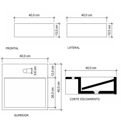 Cuba De Apoio Banheiro Jade Pedra 40x40cm Branco Standard