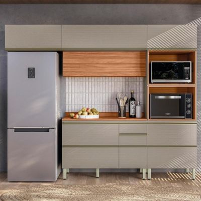 Cozinha Modulada Proença 4 Peças Com Torre Quente 2 Fornos Nogueira Touch-nude Prime Tx - Demartêz