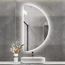 Espelho Meia Lua Moderno De Led Claro Blogueira 75x50 Com Bateria Branca