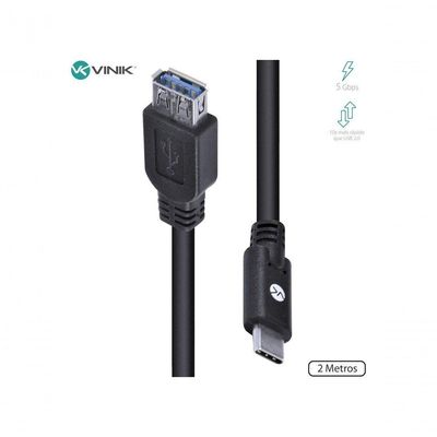 Cabo Usb Tipo C Para Extensor Usb A Fêmea V3.2 Gen1 5gbps 2 Metros - C32uaf-2