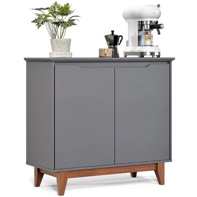 Aparador Buffet Balcão 2 Com Gaveta Portas Estoril Cinza