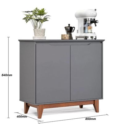 Aparador Buffet Balcão 2 Com Gaveta Portas Estoril Cinza