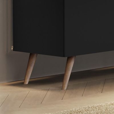 Aparador Buffet - 4 Portas Com Pés Retrô Em Mdp-mdf Preto - Lukaliam Móveis Preto