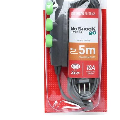 Extensao Noshock 90 Pp 3x0,75 2p+t 10a Grafite 5 Metros Dn1908