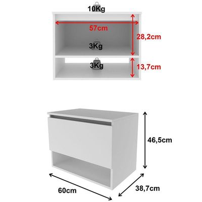 Gabinete De Banheiro 60 Cm 1 Porta E Nicho Valente Branco