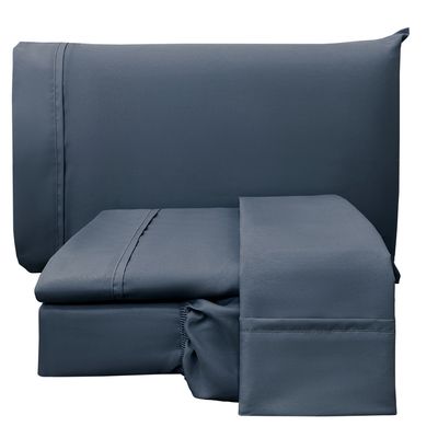 Jogo de Cama Lençol Casal Conforto Percal 300 Fios 4 Peças - Azul