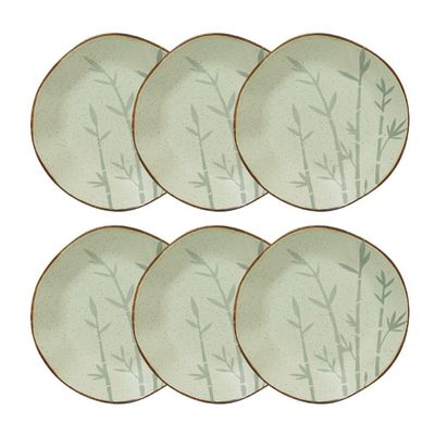 Conjunto 6 Pratos Fundo 22,5 cm Ryo Bambu Porcelana Oxford