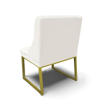 Cadeira Sala de Jantar Industrial Dourado kit 10 Liz Sintético D03 - D'Rossi Branco