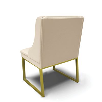 Cadeira Sala de Jantar Industrial Dourado kit 10 Liz Sintético D03 - D'Rossi Branco