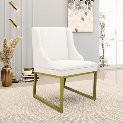 Cadeira Sala de Jantar Industrial Dourado kit 10 Liz Sintético D03 - D'Rossi Branco