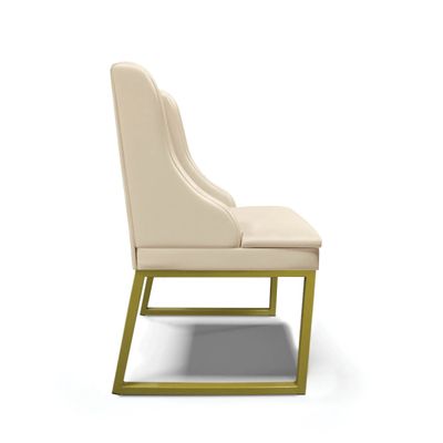 Cadeira Sala de Jantar Industrial Dourado kit 10 Liz Sintético D03 - D'Rossi Branco